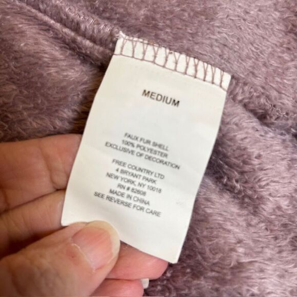 Free Country Fleece Fuzzy Jacket Plum Zip Pockets, Collar, Size Medium - Picture 7 of 12